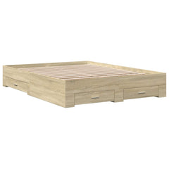 Bed Frame with Drawers without Mattress Length 200 cm Sonoma Oak 150 cm