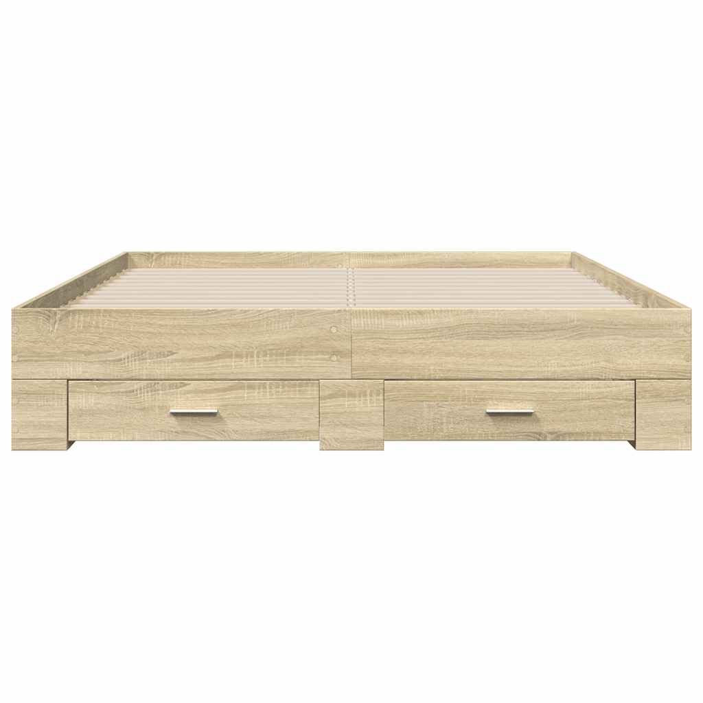 Bed Frame with Drawers without Mattress Length 200 cm Sonoma Oak 150 cm