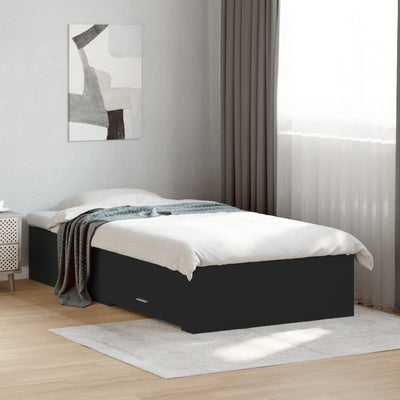 Bed Frame with Drawers Black 100x200 cm Engineered Wood