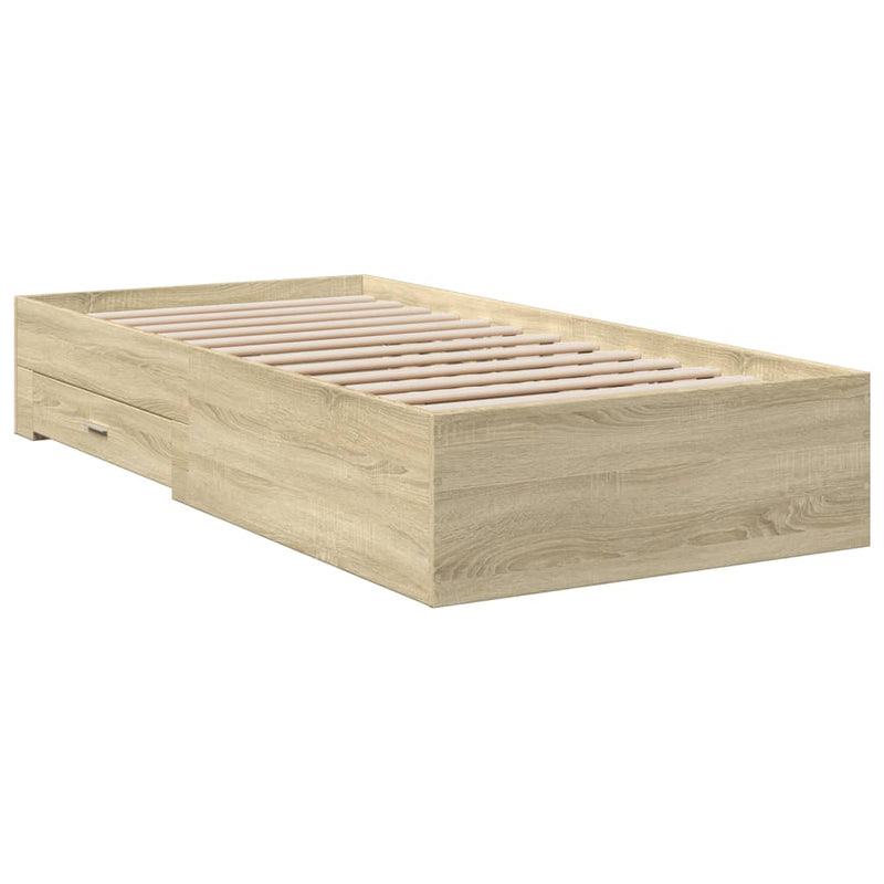 Bed Frame with Drawers Sonoma Oak 100x200 cm Engineered Wood