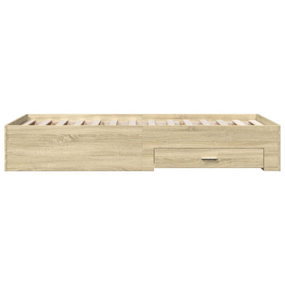 Bed Frame with Drawers Sonoma Oak 100x200 cm Engineered Wood