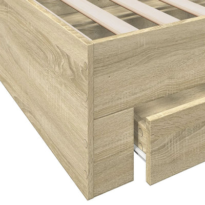 Bed Frame with Drawers Sonoma Oak 100x200 cm Engineered Wood