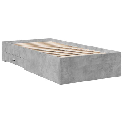 Bed Frame with Drawers Concrete Grey 100x200 cm Engineered Wood