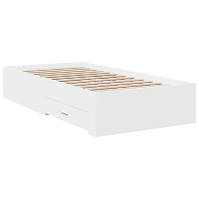 Bed Frame with Drawers White 90x200 cm Engineered Wood