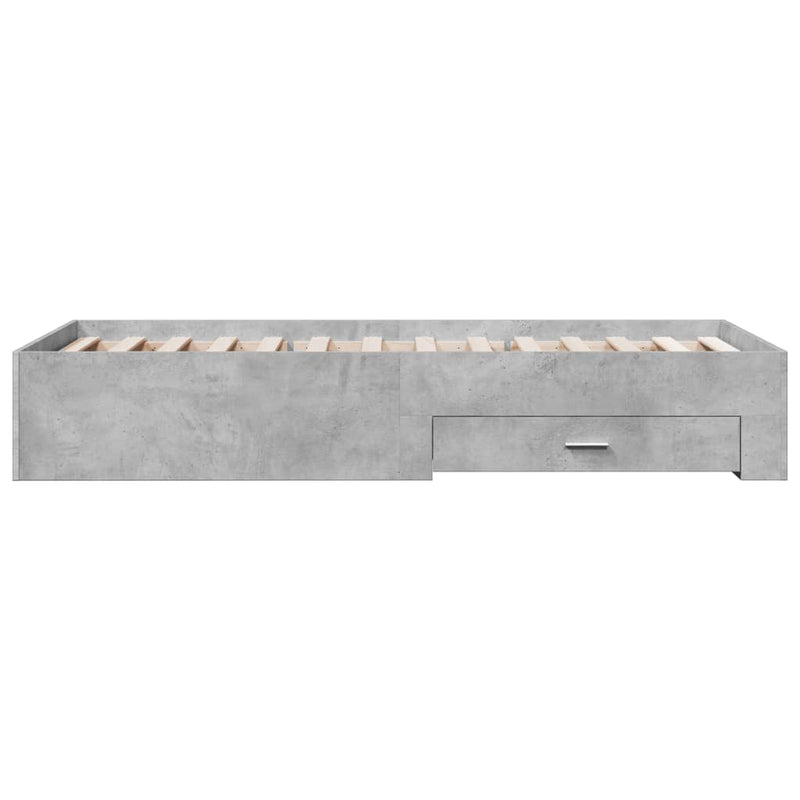 Bed Frame with Drawers Concrete Grey 90x200 cm Engineered Wood