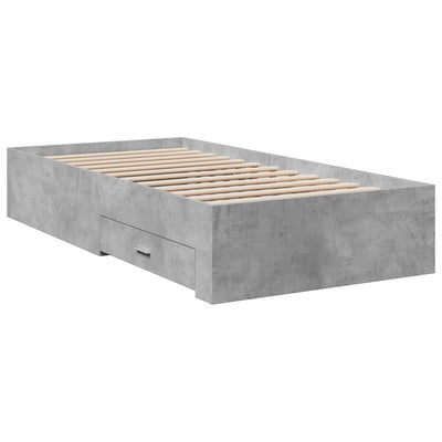 Bed Frame with Drawers Concrete Grey 90x200 cm Engineered Wood