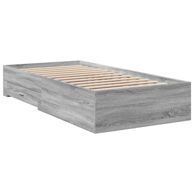 Bed Frame with Drawers Grey Sonoma 90x200 cm Engineered Wood