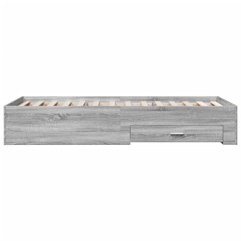 Bed Frame with Drawers Grey Sonoma 90x200 cm Engineered Wood