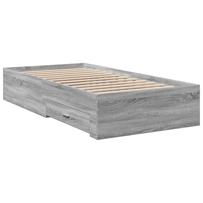 Bed Frame with Drawers Grey Sonoma 90x200 cm Engineered Wood