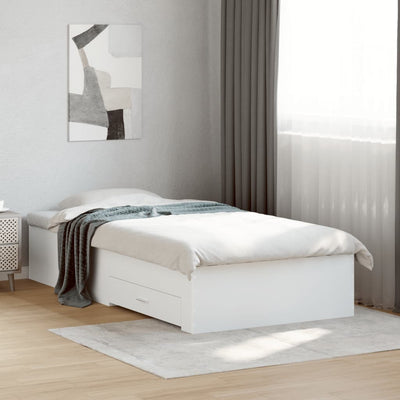 Bed Frame with Drawers White 90x190 cm Single Engineered Wood