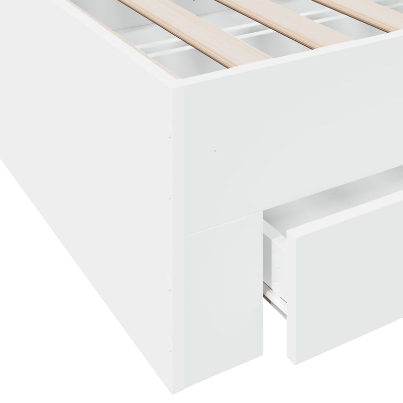 Bed Frame with Drawers White 90x190 cm Single Engineered Wood