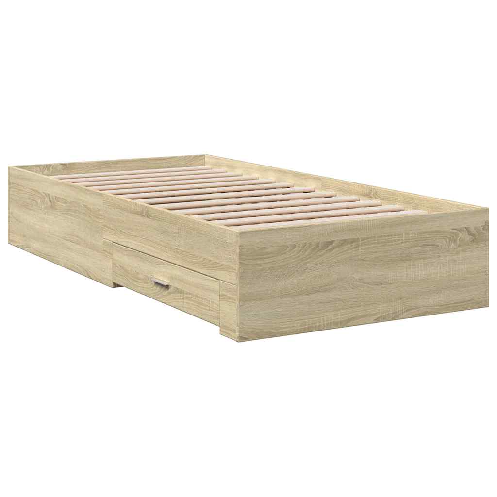 Bed Frame with Drawers without Mattress 75x190 cm Sonoma oak