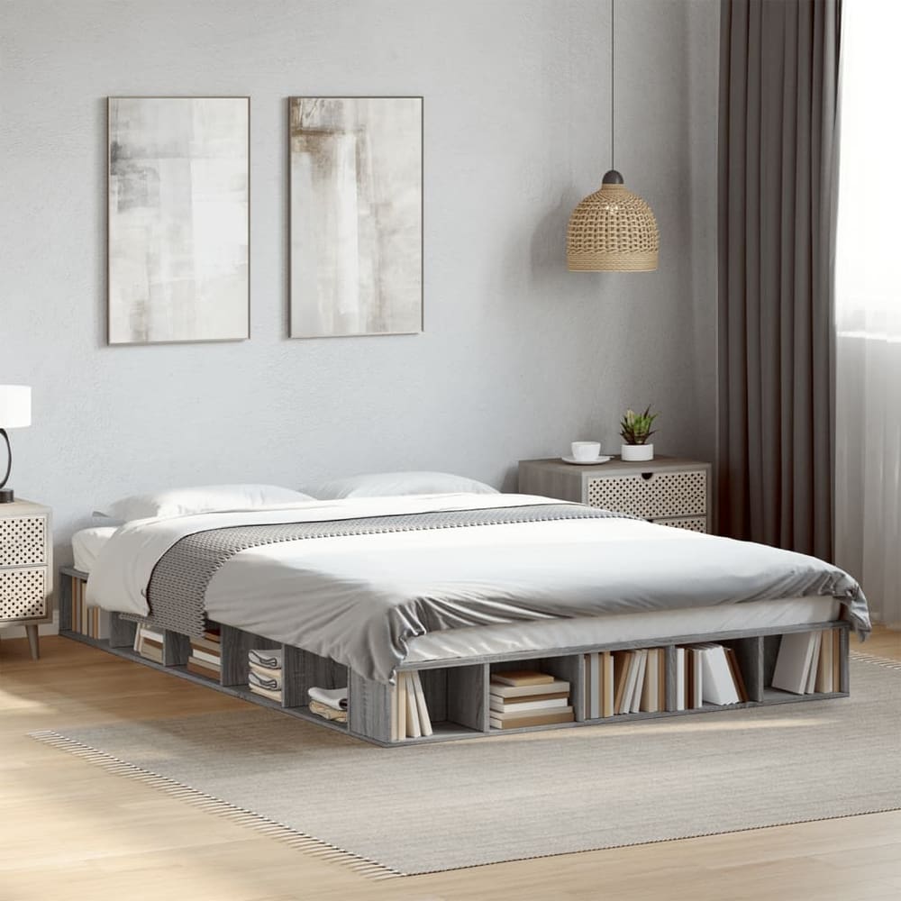 Bed Frame without Mattress 150x200 cm Grey sonoma