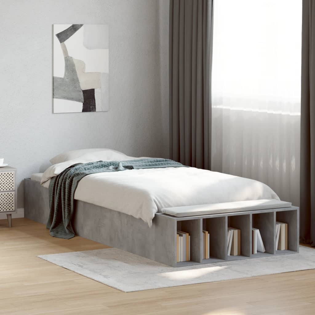 Bed Frame without Mattress 100x200 cm Concrete grey
