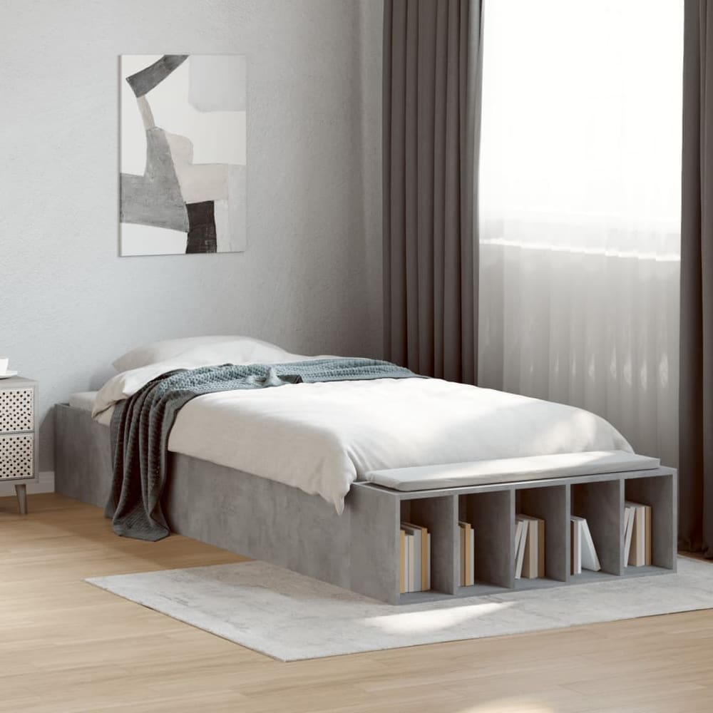 Bed Frame without Mattress 75x190 cm Small Single Concrete grey