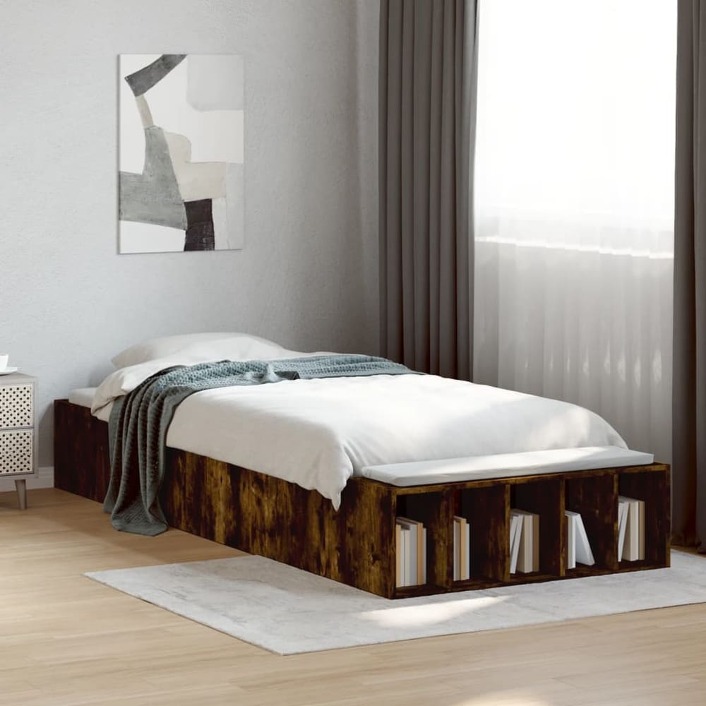 Bed Frame without Mattress 75x190 cm Small Single Smoked oak