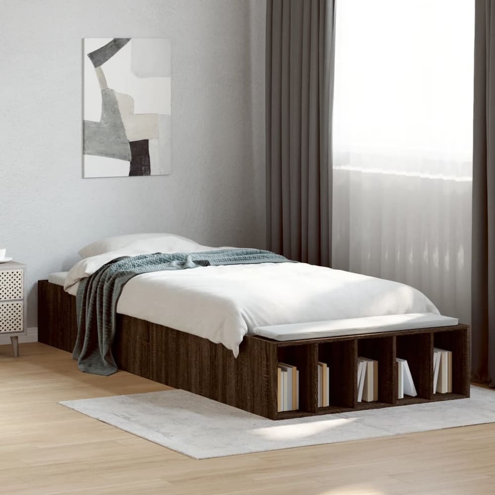Bed Frame without Mattress 75x190 cm Small Single Brown oak