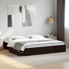 vidaXL Bed Frame with Drawers without Mattress Black 200x200 cm 1