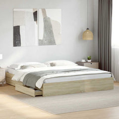 Bed Frame with Drawers without Mattress Length 200 cm Sonoma Oak 180 cm