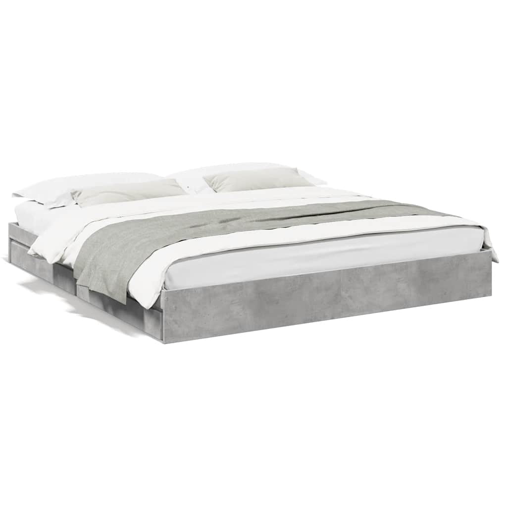 Bed Frame with Drawers without Mattress Length 200 cm Concrete Grey 180 cm
