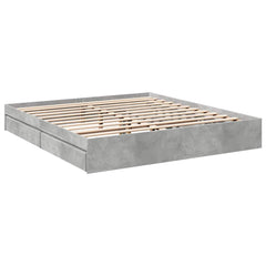 Bed Frame with Drawers without Mattress Length 200 cm Concrete Grey 180 cm