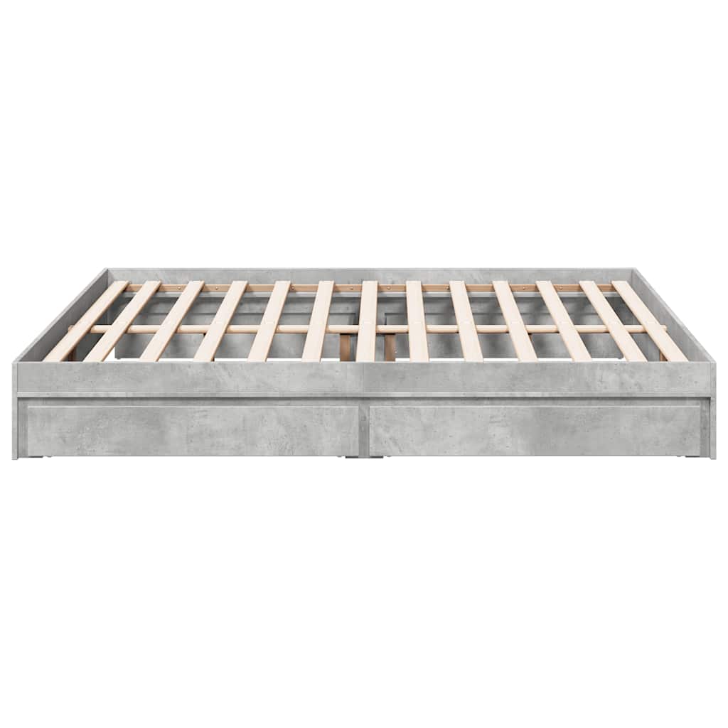Bed Frame with Drawers without Mattress Length 200 cm Concrete Grey 180 cm