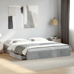 Bed Frame with Drawers without Mattress Length 200 cm Concrete Grey 180 cm