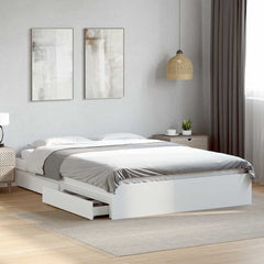 Bed Frame with Drawers without Mattress Length 200 cm White 160 cm