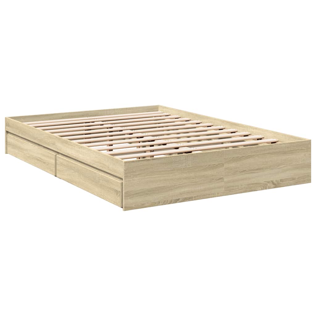 Bed Frame with Drawers without Mattress Length 200 cm Sonoma Oak 140 cm