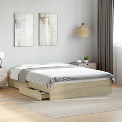 Bed Frame with Drawers without Mattress Length 200 cm Sonoma Oak 140 cm