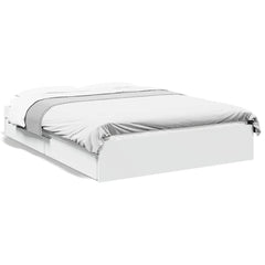 Bed Frame with Drawers without Mattress Length 190 cm White 140 cm