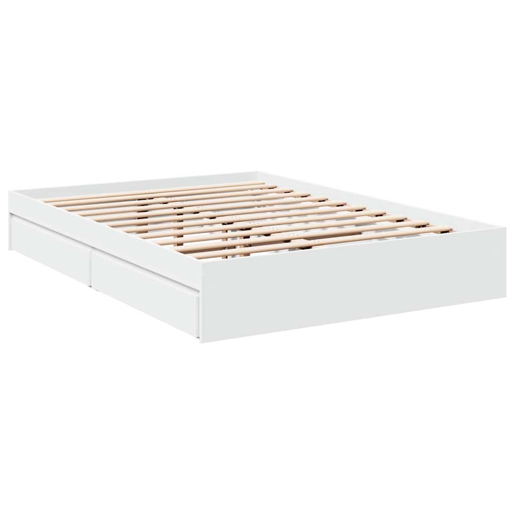 Bed Frame with Drawers without Mattress Length 190 cm White 140 cm