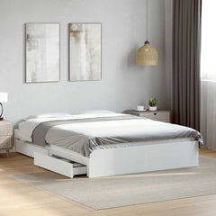 Bed Frame with Drawers without Mattress Length 190 cm White 135 cm