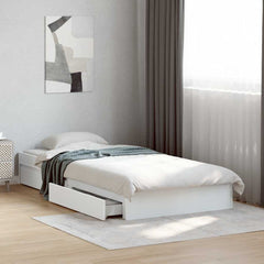 Bed Frame with Drawers without Mattress Length 190 cm White 90 cm