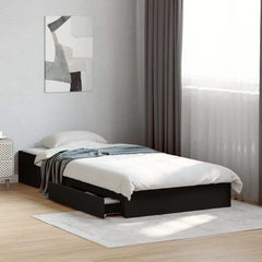Bed Frame with Drawers without Mattress Length 190 cm Black 75 cm