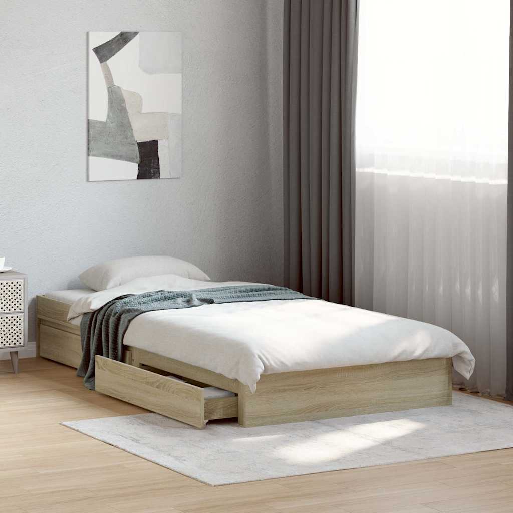 Bed Frame with Drawers without Mattress Length 190 cm Sonoma oak 75 cm
