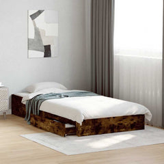 Bed Frame with Drawers without Mattress Length 190 cm Smoked oak 75 cm