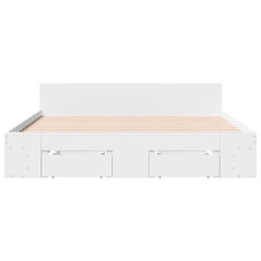 Bed Frame with Drawers without Mattress 135x190 cm White