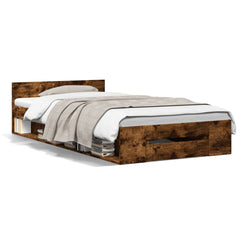 Bed Frame with Drawers without Mattress Length 200 cm Smoked Oak 90 cm