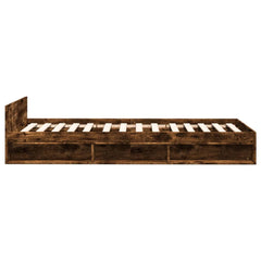 Bed Frame with Drawers without Mattress Length 200 cm Smoked Oak 90 cm