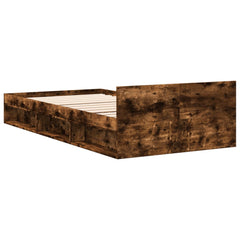 Bed Frame with Drawers without Mattress Length 200 cm Smoked Oak 90 cm