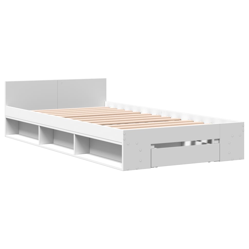 Bed Frame with Drawer without Mattress 75x190 cm White