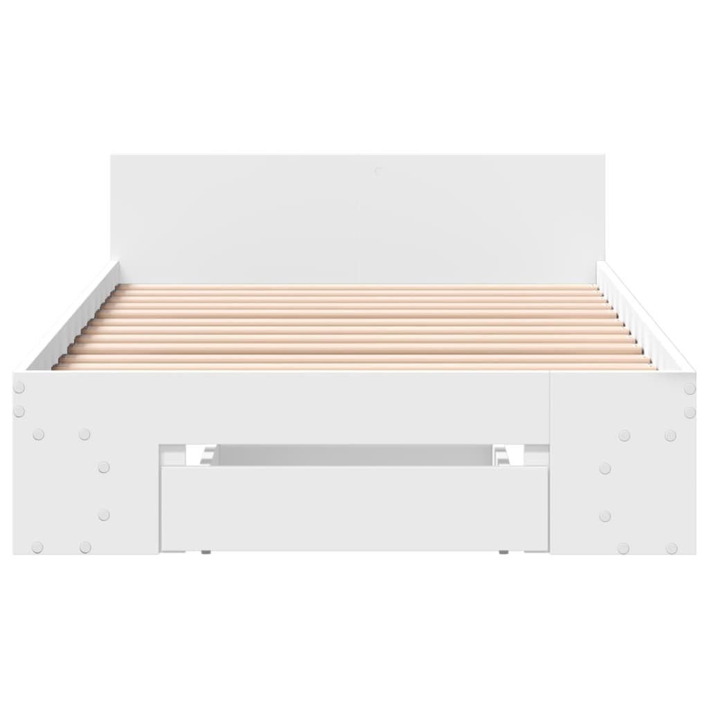 Bed Frame with Drawer without Mattress 75x190 cm White
