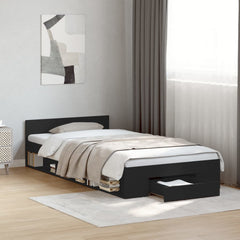 Bed Frame with Drawer without Mattress 75x190 cm Black