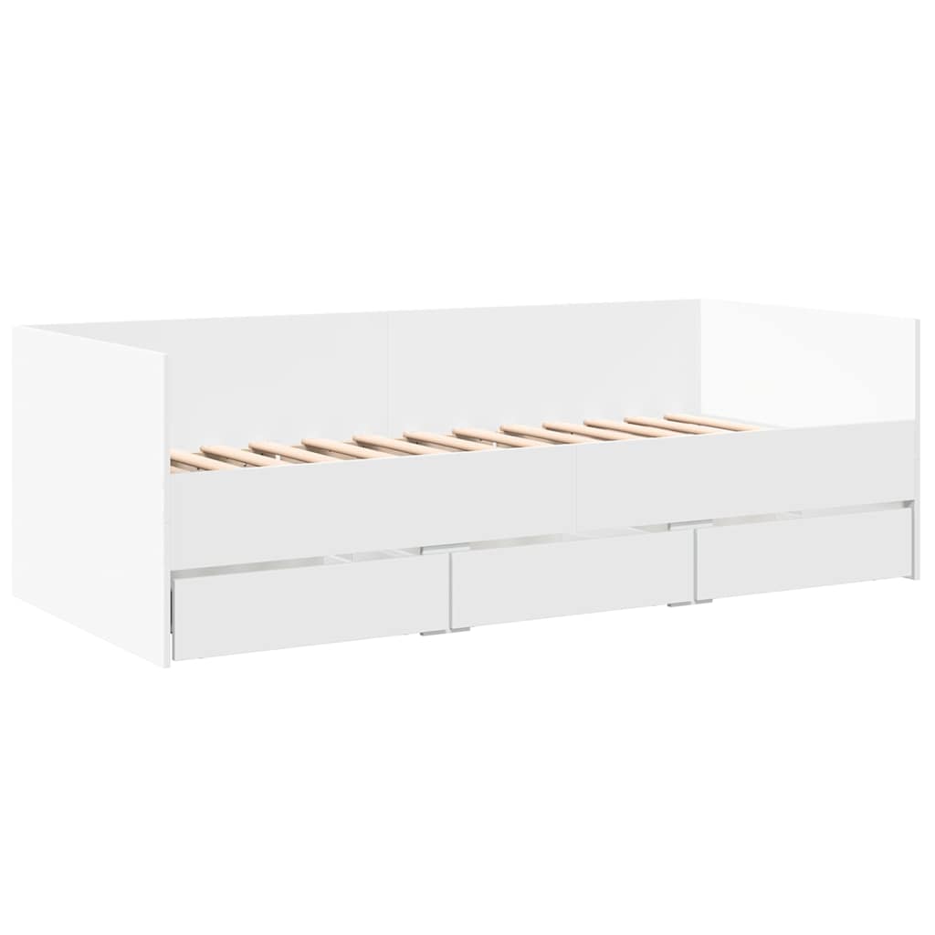 Daybed with Drawers without Mattress 90x200 cm White