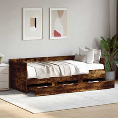 Daybed with Drawers without Mattress 90x200 cm Smoked oak