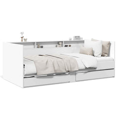 Daybed with Drawers without Mattress 100x200 cm White