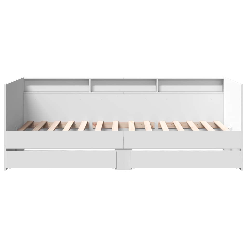 Daybed with Drawers without Mattress 100x200 cm White