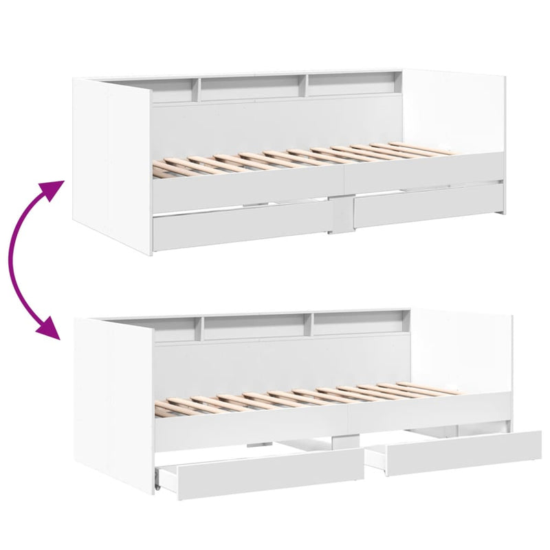 Daybed with Drawers White 100x200 cm Engineered Wood