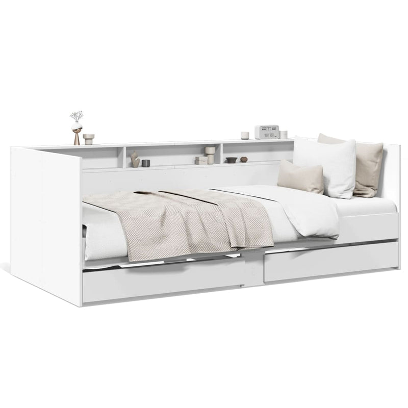 Daybed with Drawers White 100x200 cm Engineered Wood